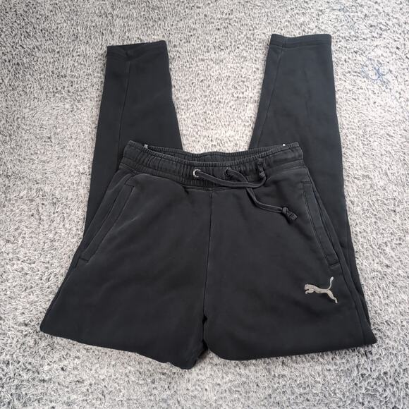 Puma Pants Men Small Black Straight Jogger Sweatpants Lounge Athleisure Normcore - Picture 1 of 9